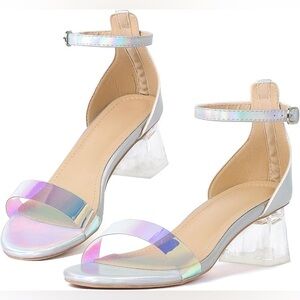 Holographic Ankle Strap Women’s Sandals